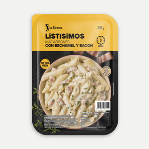 Macarrones con bechamel y bacon Listísimos